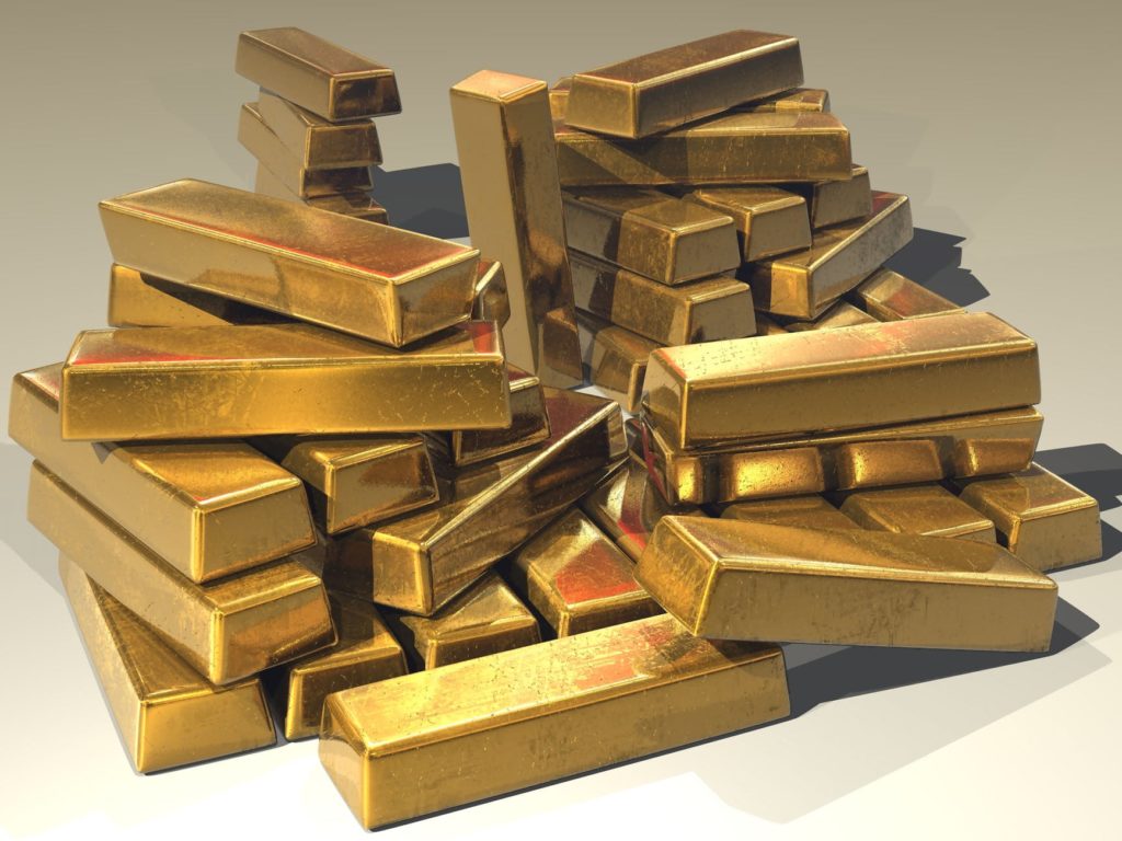 A large stack of gold bars.