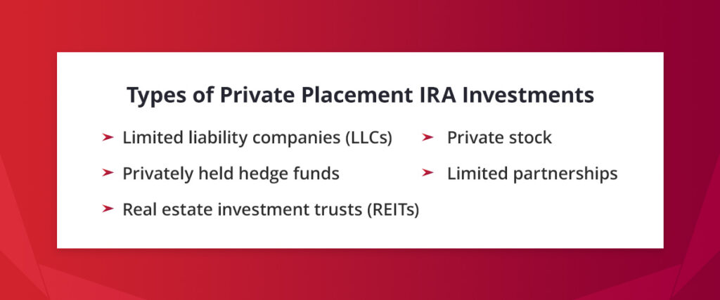 types of private placement IRA investments